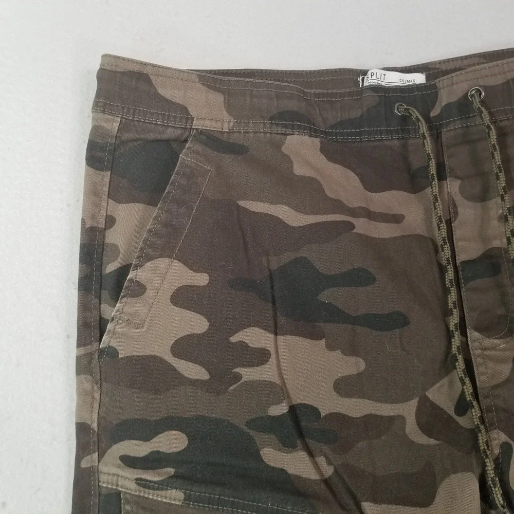Split camo cargo jogger pants men's XL extra large green Flex outdoor